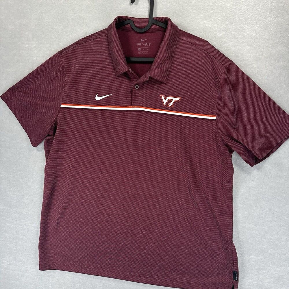 Nike Virginia Tech Hokies XL Official On Field Apparel Embroidered Polo Golf EUC